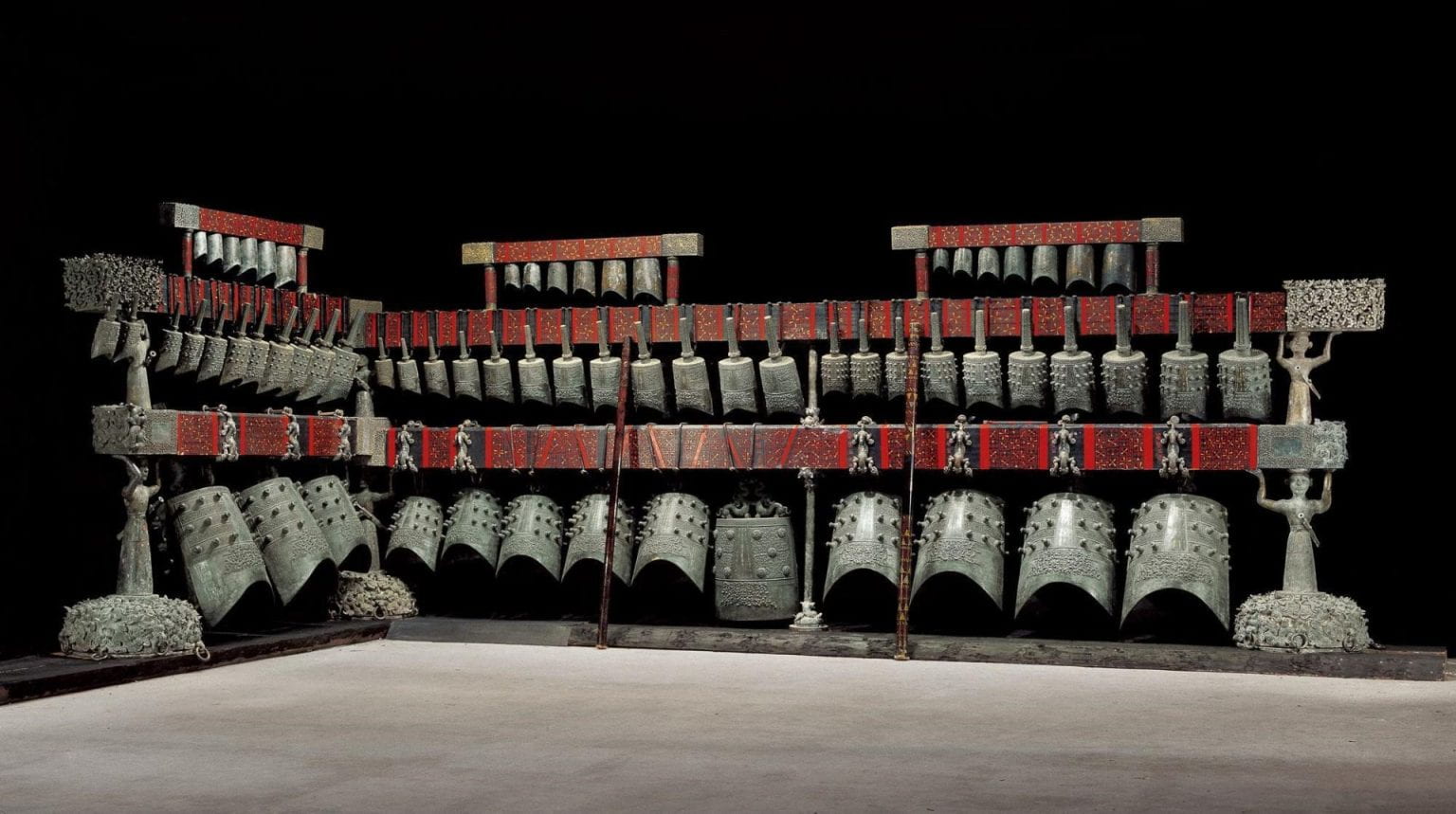 Ancient Chinese bianzhong bells at Hubei Provincial Museum