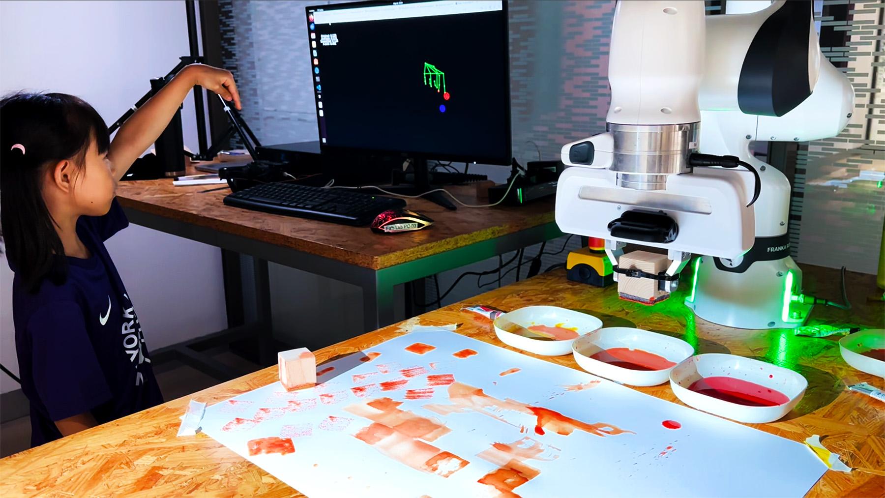 Close-up of brush strokes created with human-robot collaboration