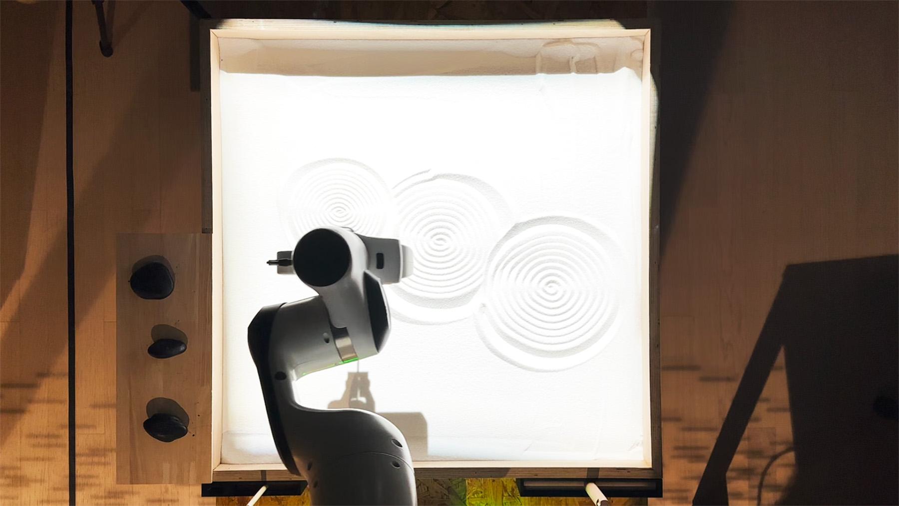 Zen garden patterns created by the robotic arm